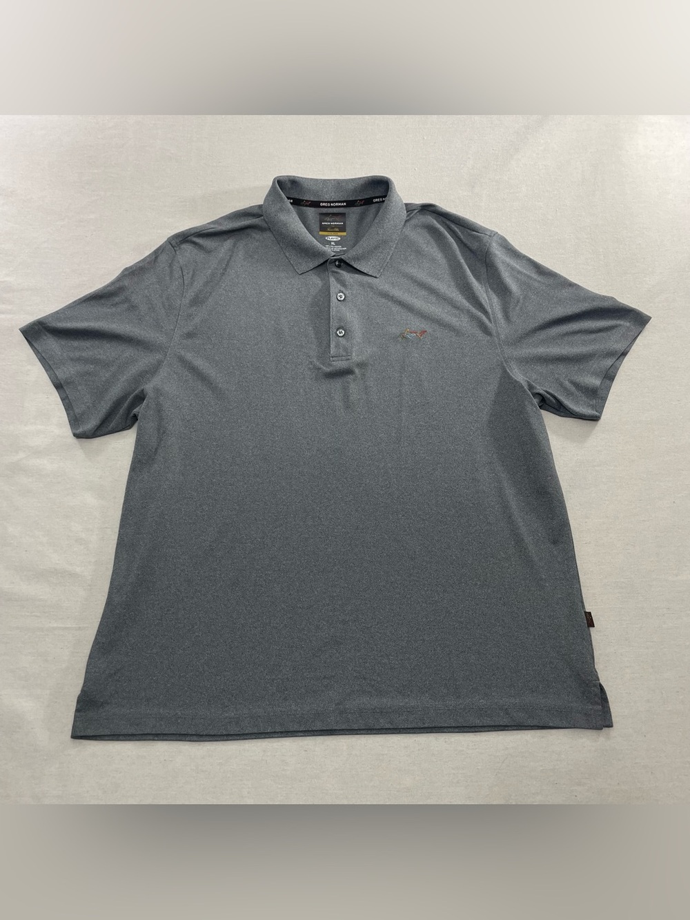 Greg Norman Tasso Elba Play Dry Five Iron Polo Golf Shirt Mens XL Gray Shark